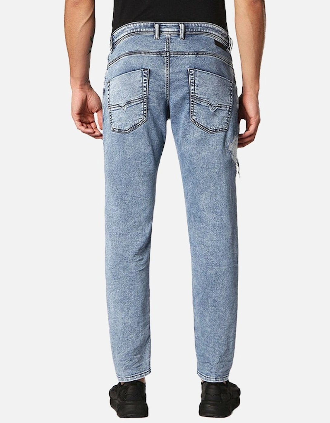 KROOLEY T 084PV Mens Jeans Regular Fit Distressed Sweat Jogg Denim Pants