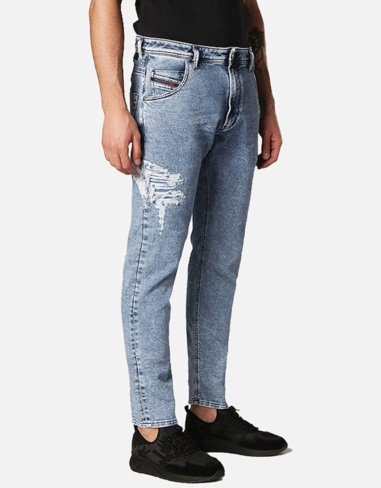 KROOLEY T 084PV Mens Jeans Regular Fit Distressed Sweat Jogg Denim Pants