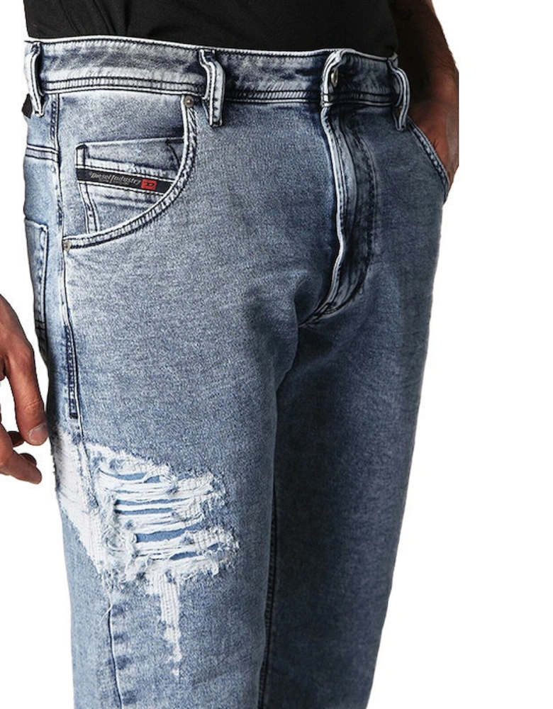 KROOLEY T 084PV Mens Jeans Regular Fit Distressed Sweat Jogg Denim Pants