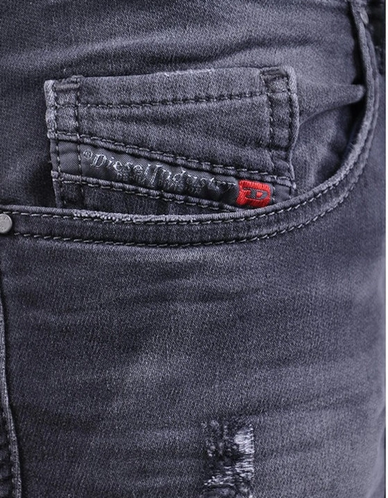 GRUPEE NE 0856S Womens Denim Sweat Jogg Jeans Distressed Slim Fit Skinny
