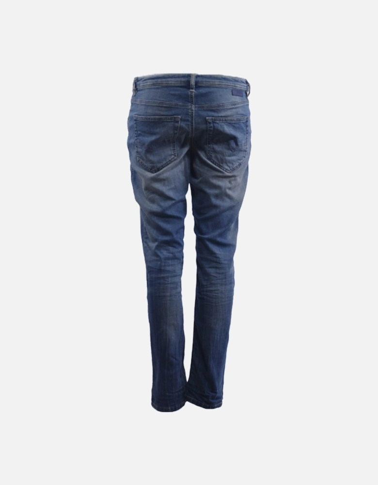 RIZZO NE 0668W Womens Denim Sweat Jogg Jeans Slim Fit Carrot Leg Blue