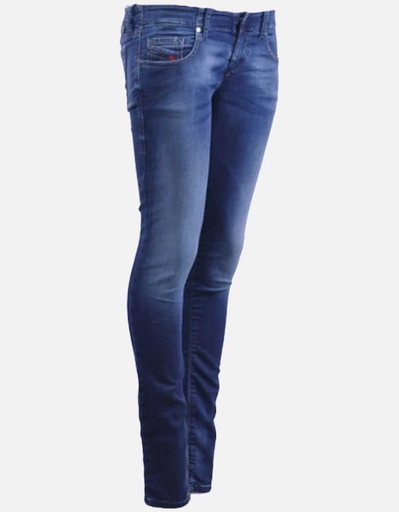 GRUPEE NE 0674Y Womens Denim Jogg Jeans Slim Fit Skinny Blue Sweat Pant