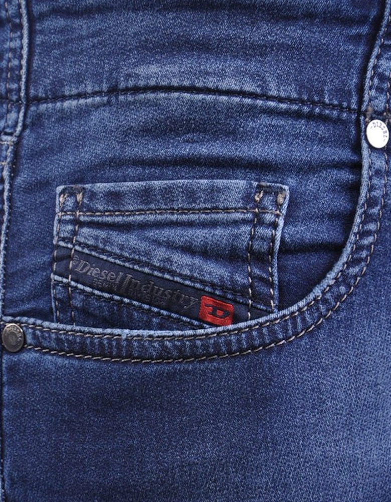 GRUPEE NE 0674Y Womens Denim Jogg Jeans Slim Fit Skinny Blue Sweat Pant