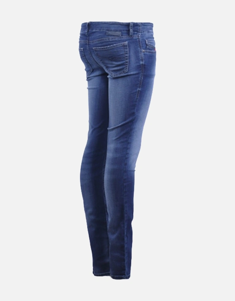 GRUPEE NE 0674Y Womens Denim Jogg Jeans Slim Fit Skinny Blue Sweat Pant