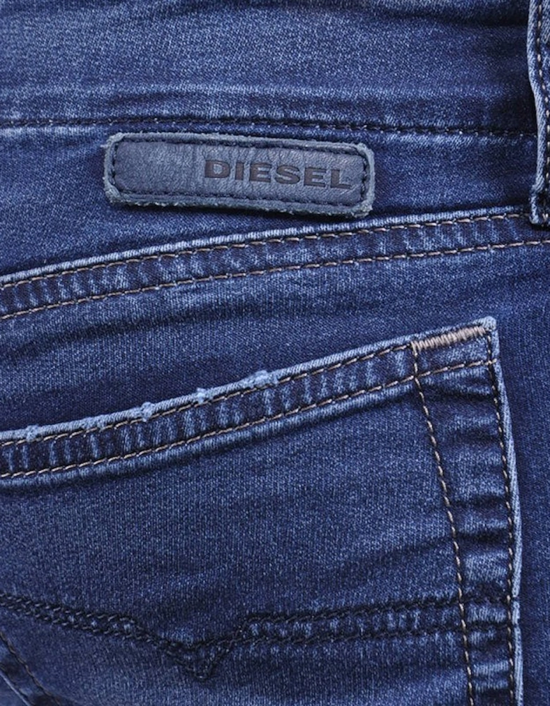 GRUPEE NE 0674Y Womens Denim Jogg Jeans Slim Fit Skinny Blue Sweat Pant