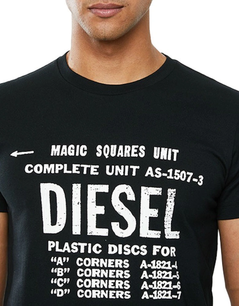 T DIEGO B6 Mens T-Shirt Crew Neck Short Sleeve Casual Cotton Black Tee