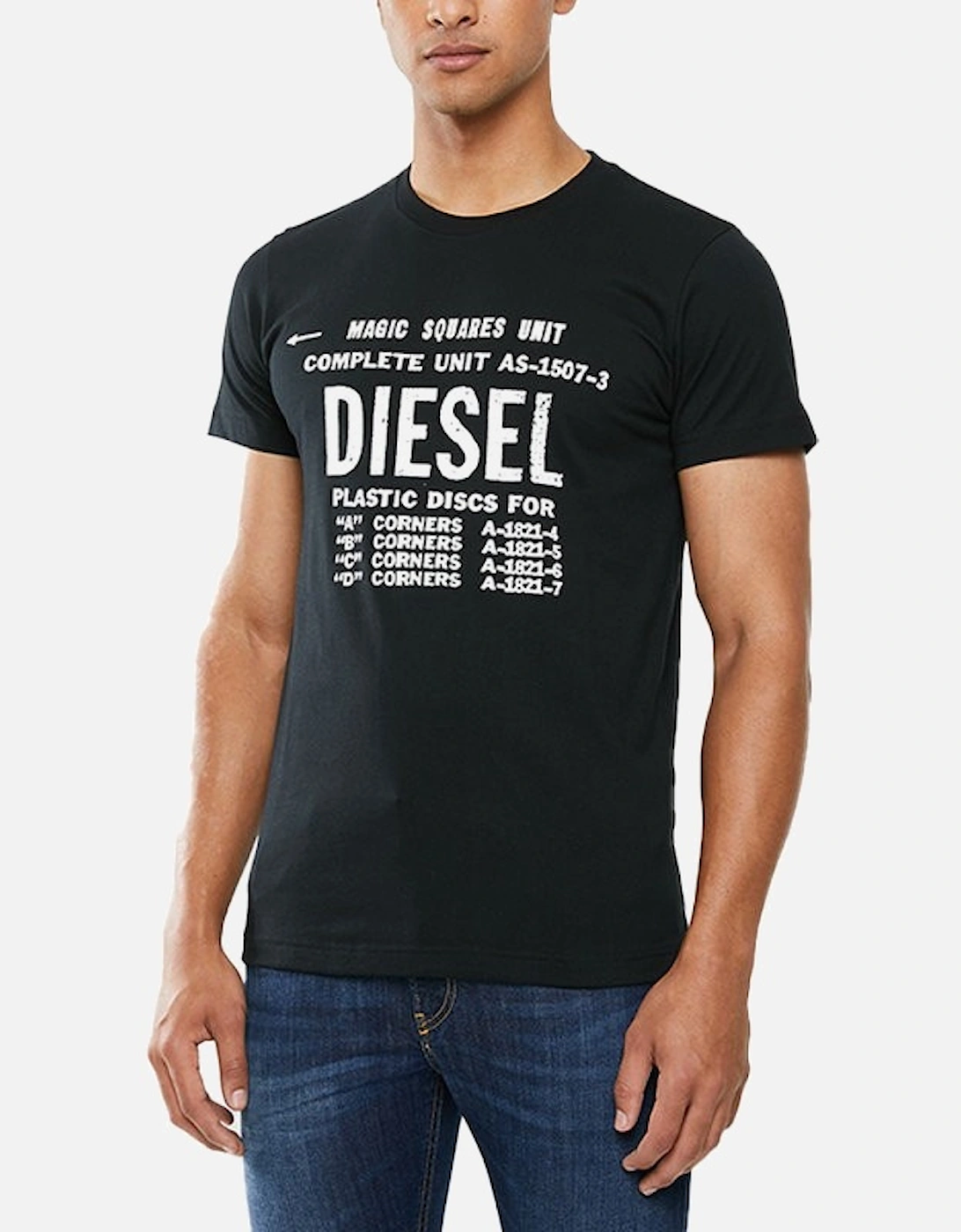 Diesel Men's Black T Diego B6 T-Shirt Crew Neck Short Sleeve Casual Cotton Tee  36 S