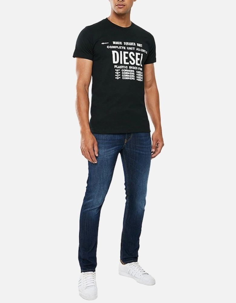 T DIEGO B6 Mens T-Shirt Crew Neck Short Sleeve Casual Cotton Black Tee