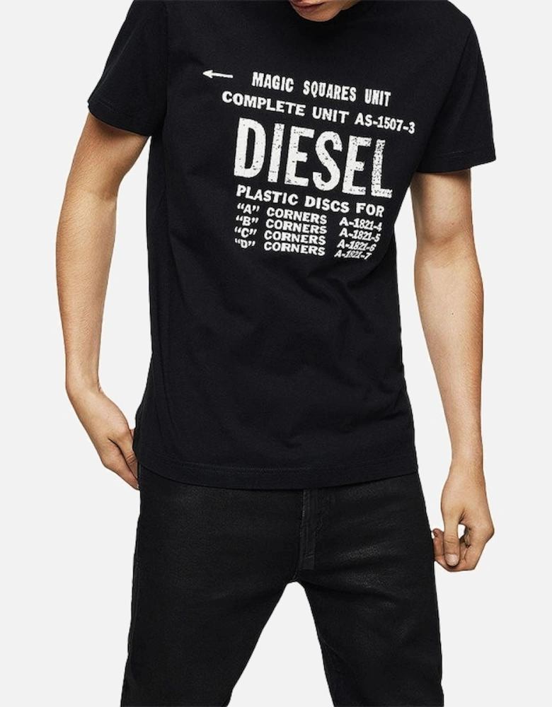T DIEGO B6 Mens T-Shirt Crew Neck Short Sleeve Casual Cotton Black Tee