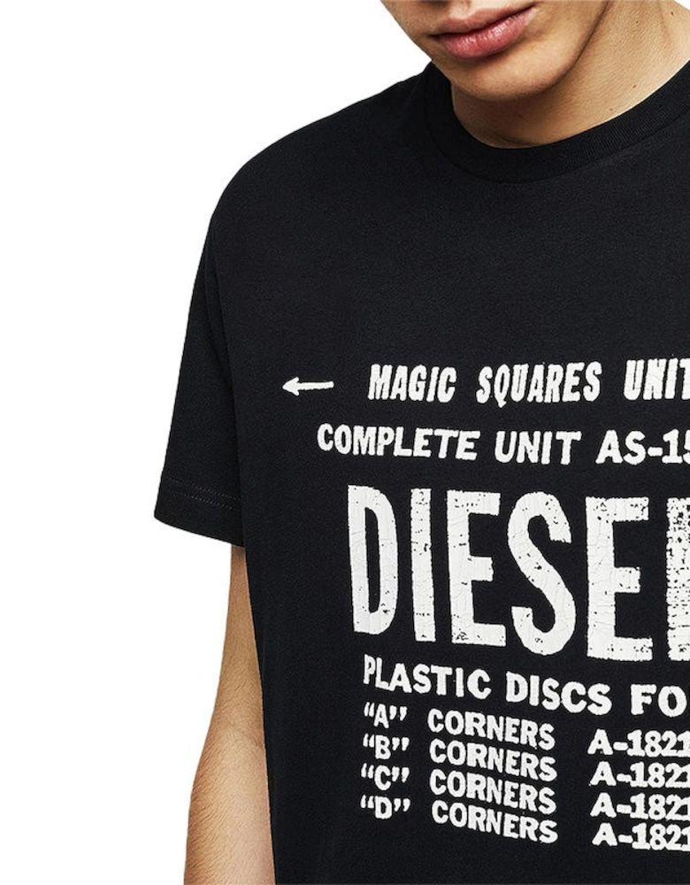 T DIEGO B6 Mens T-Shirt Crew Neck Short Sleeve Casual Cotton Black Tee