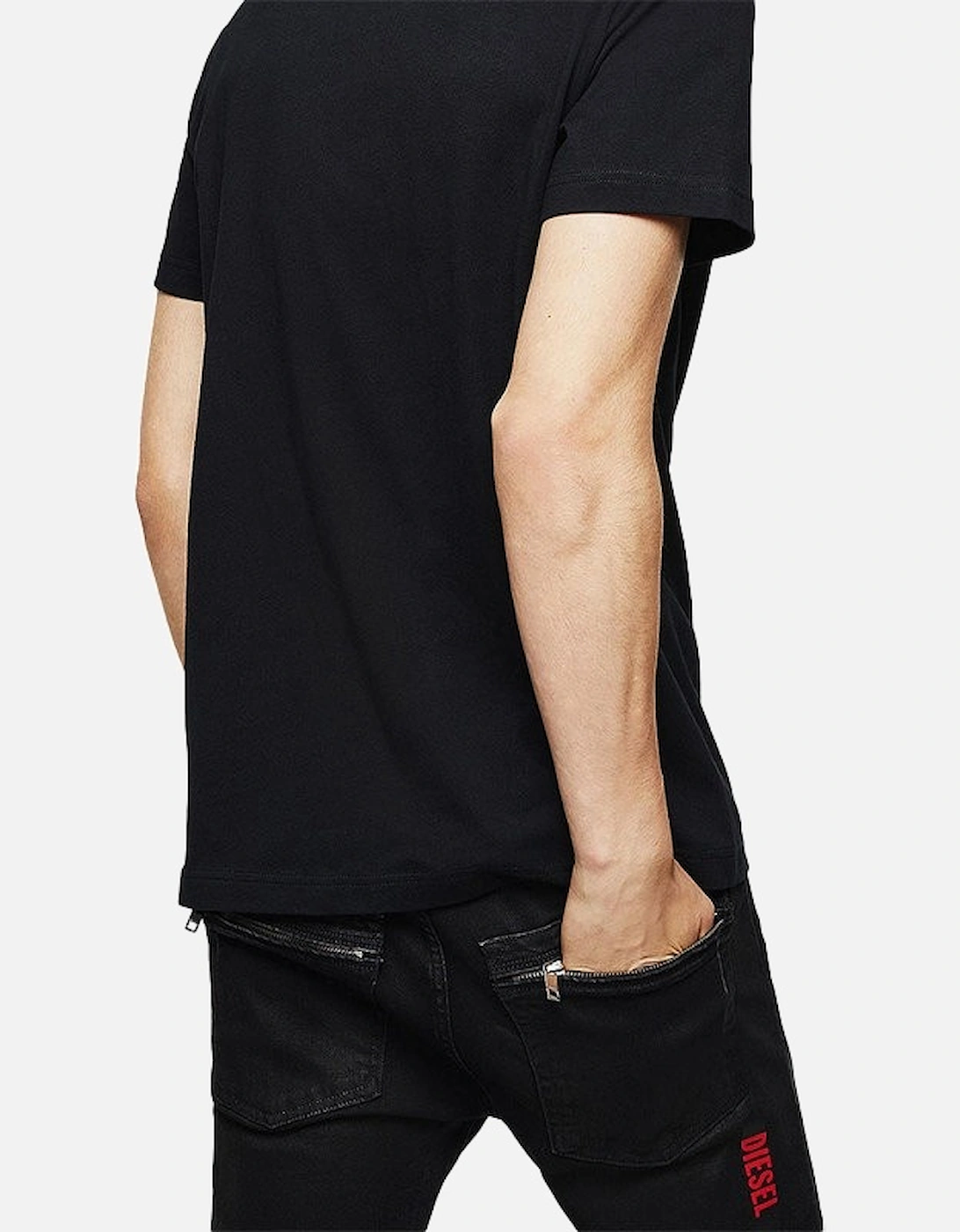 T DIEGO B6 Mens T-Shirt Crew Neck Short Sleeve Casual Cotton Black Tee