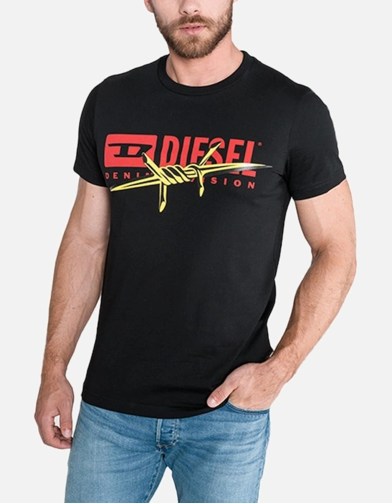 T DIEGO BX2 Mens T-Shirt Crew Neck Short Sleeve Casual Black Cotton Tee