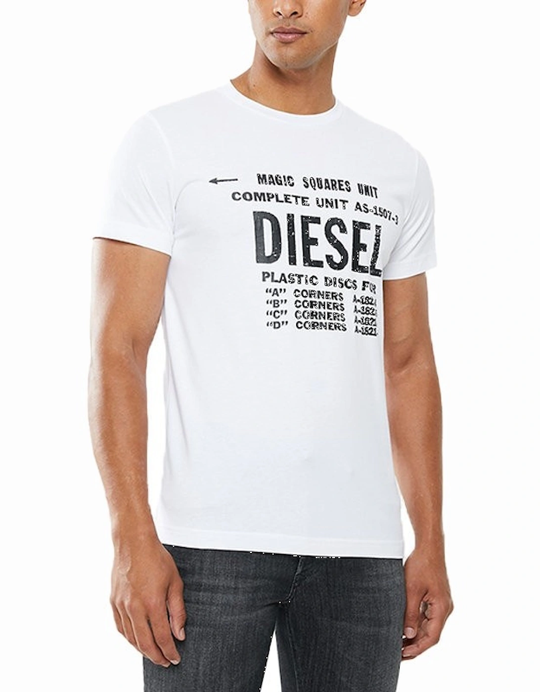 Diesel Men's White T Diego B6 T Shirt Crew Neck Short Sleeve Casual Cotton Tee  36 S