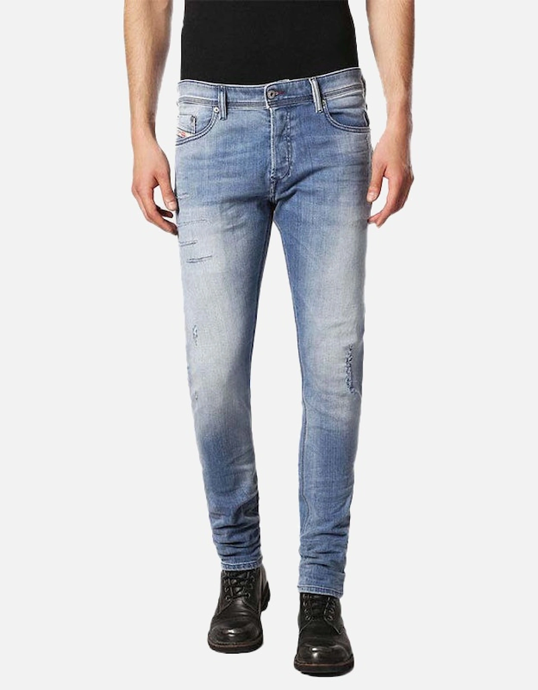 TEPPHAR Mens Denim Jeans 084GI Slim Fit Tapered Distressed Casual Pants, 11 of 10