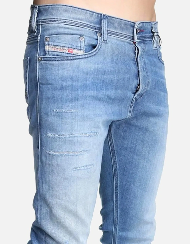 TEPPHAR Mens Denim Jeans 084GI Slim Fit Tapered Distressed Casual Pants