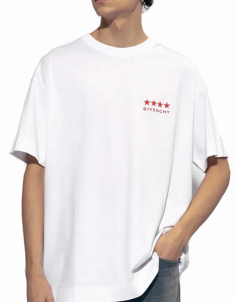 4-Star Printed Logo T-Shirt in White
