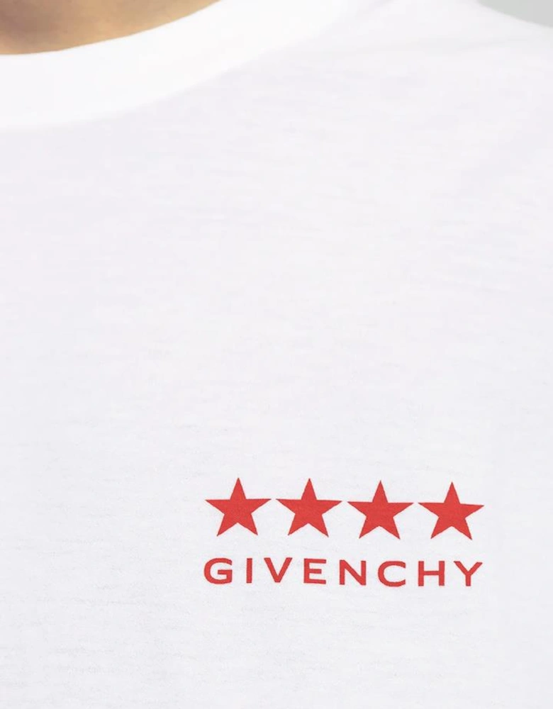 4-Star Printed Logo T-Shirt in White