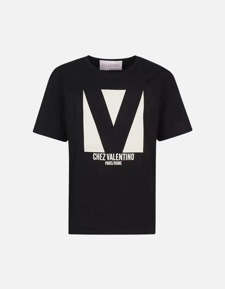 Chez Print Jersey T-Shirt in Black