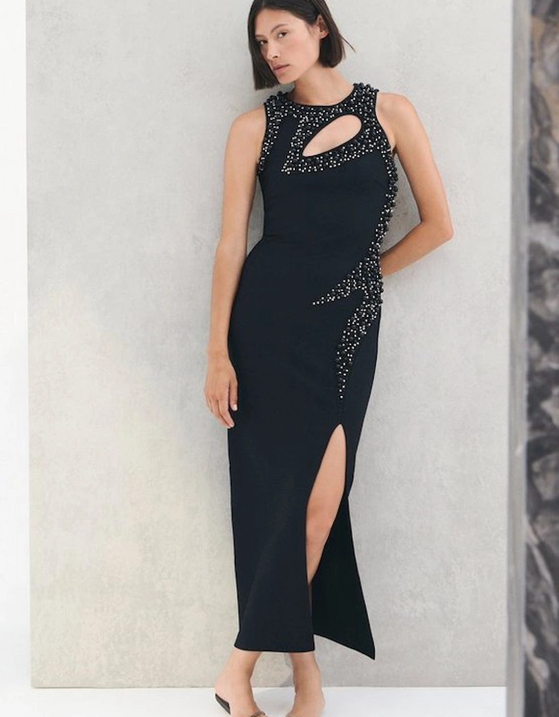 Embellished Figure Form Bandage Sleeveless Knit Maxi Dress, 2 of 1