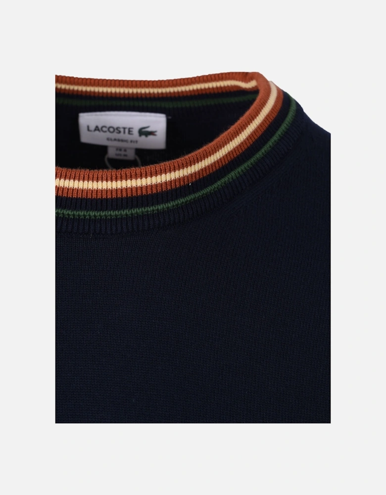 Tipped Crew Neck Knitwear Navy Blue