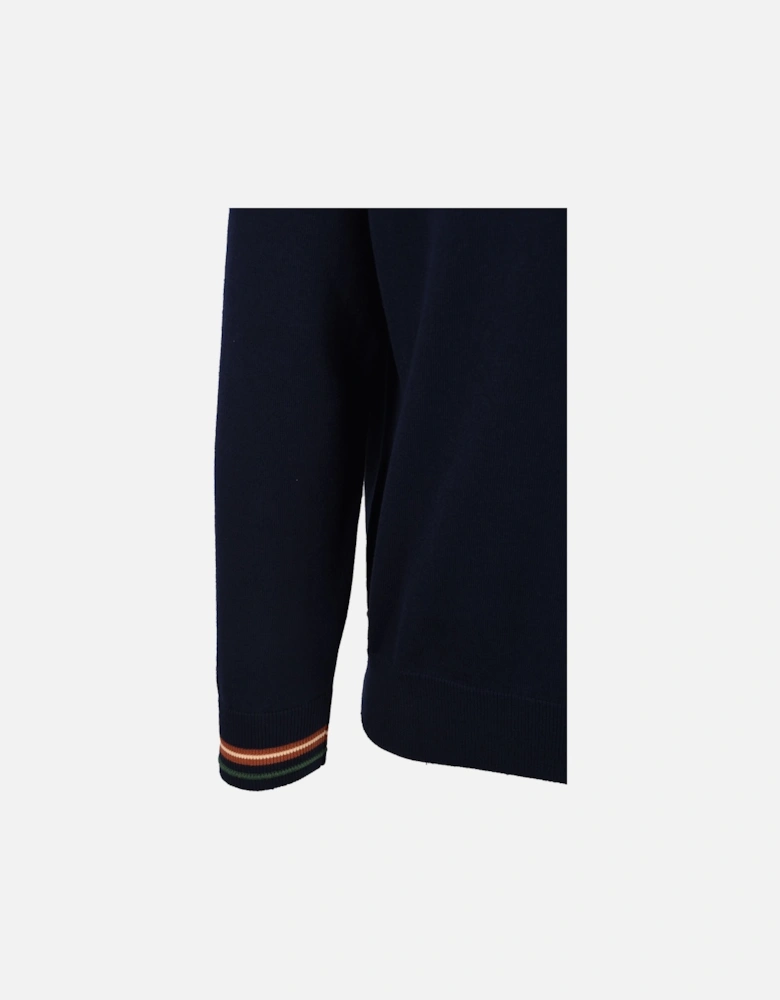 Tipped Crew Neck Knitwear Navy Blue