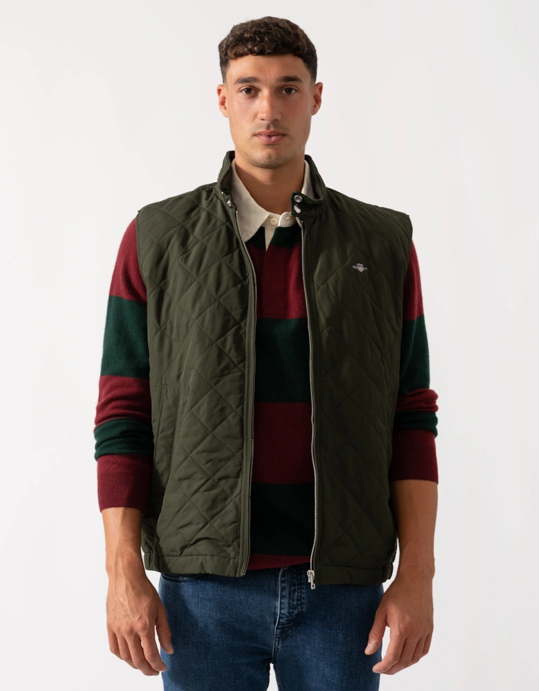Mens Quilted Windcheater Vest - 368 Dark Moss Green