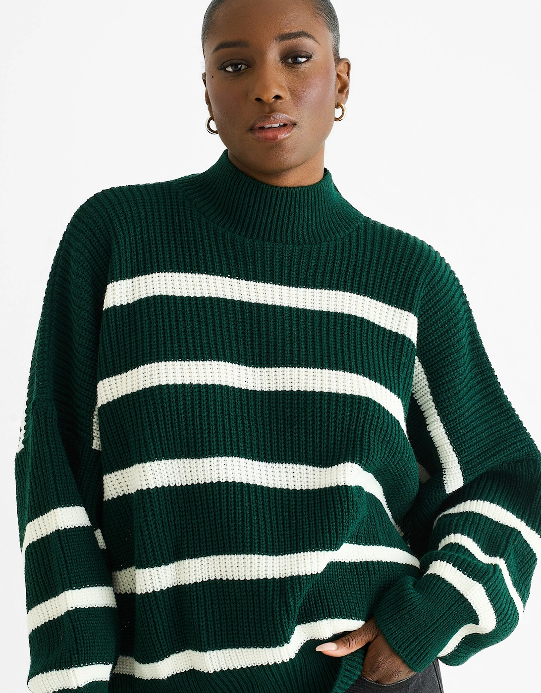 Green Chunky Knit High Neck Jumper, 5 of 4