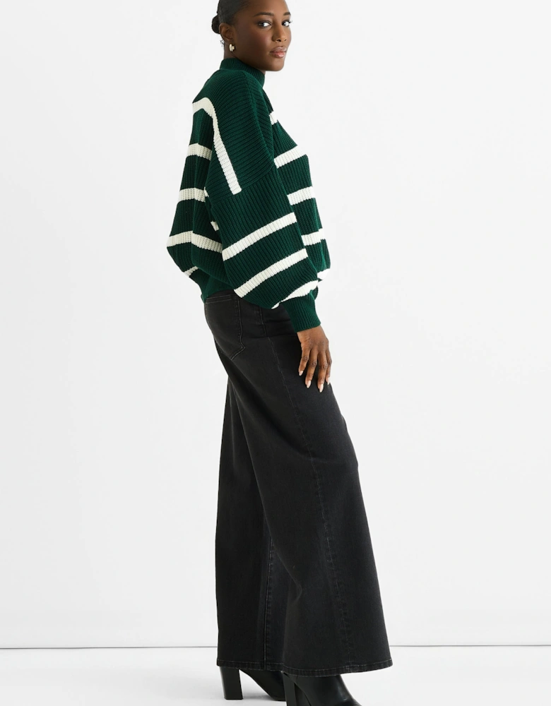 Green Chunky Knit High Neck Jumper