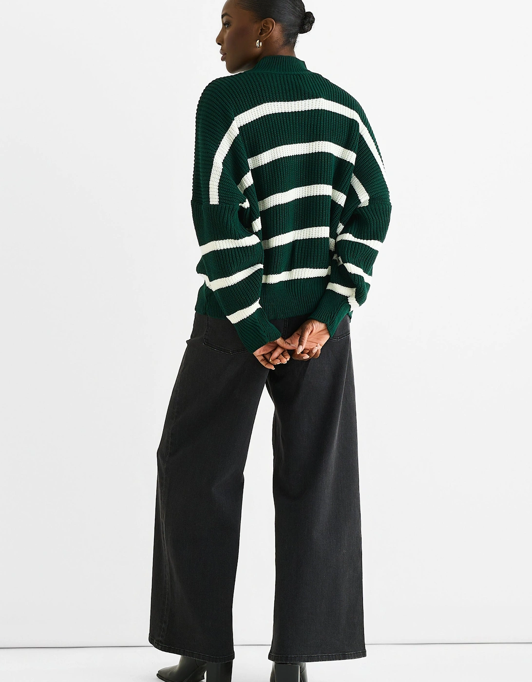 Green Chunky Knit High Neck Jumper