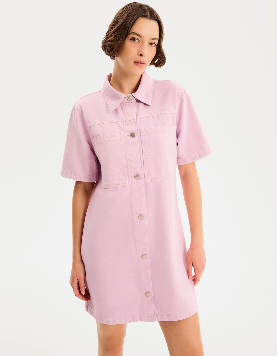 Olivia Denim Dress in Lilac