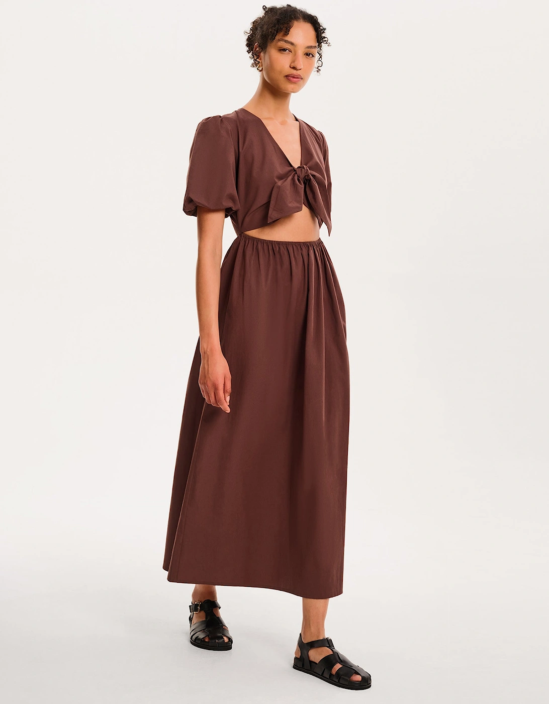 Joy Midi Dress in Chocolate