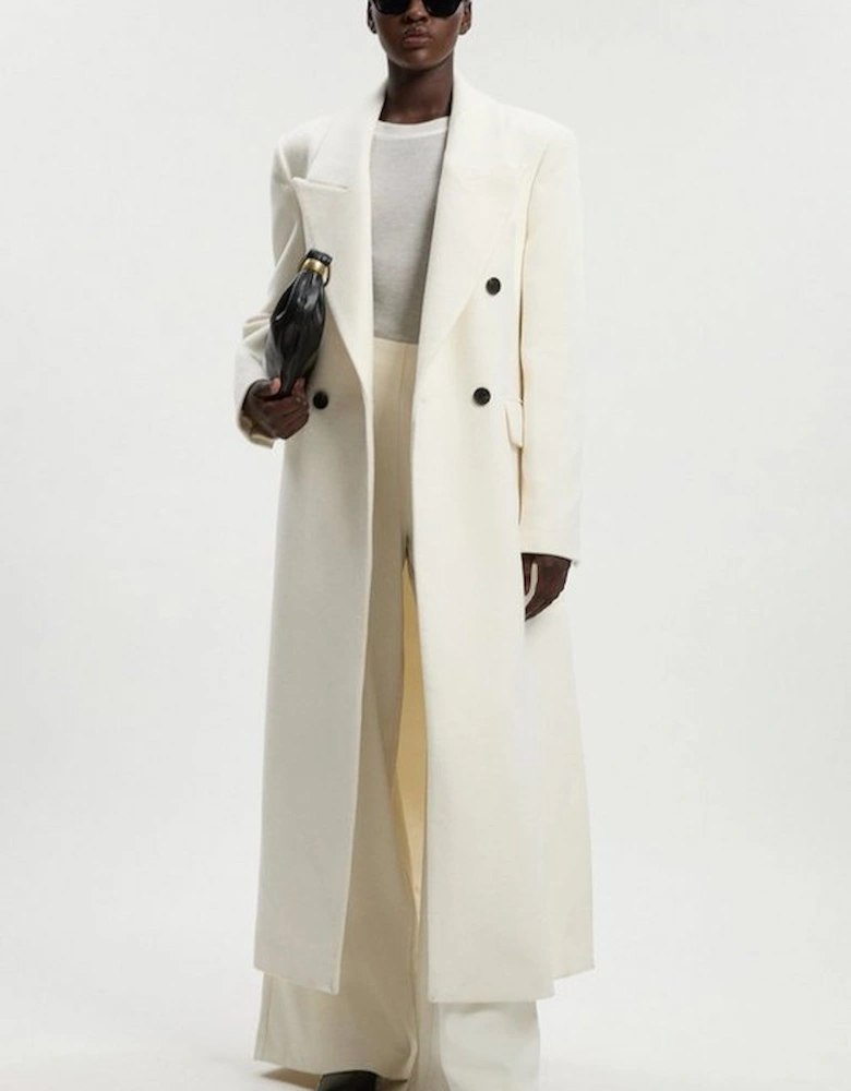Brushed Wool Oversized Double Breasted Tailored Maxi Coat