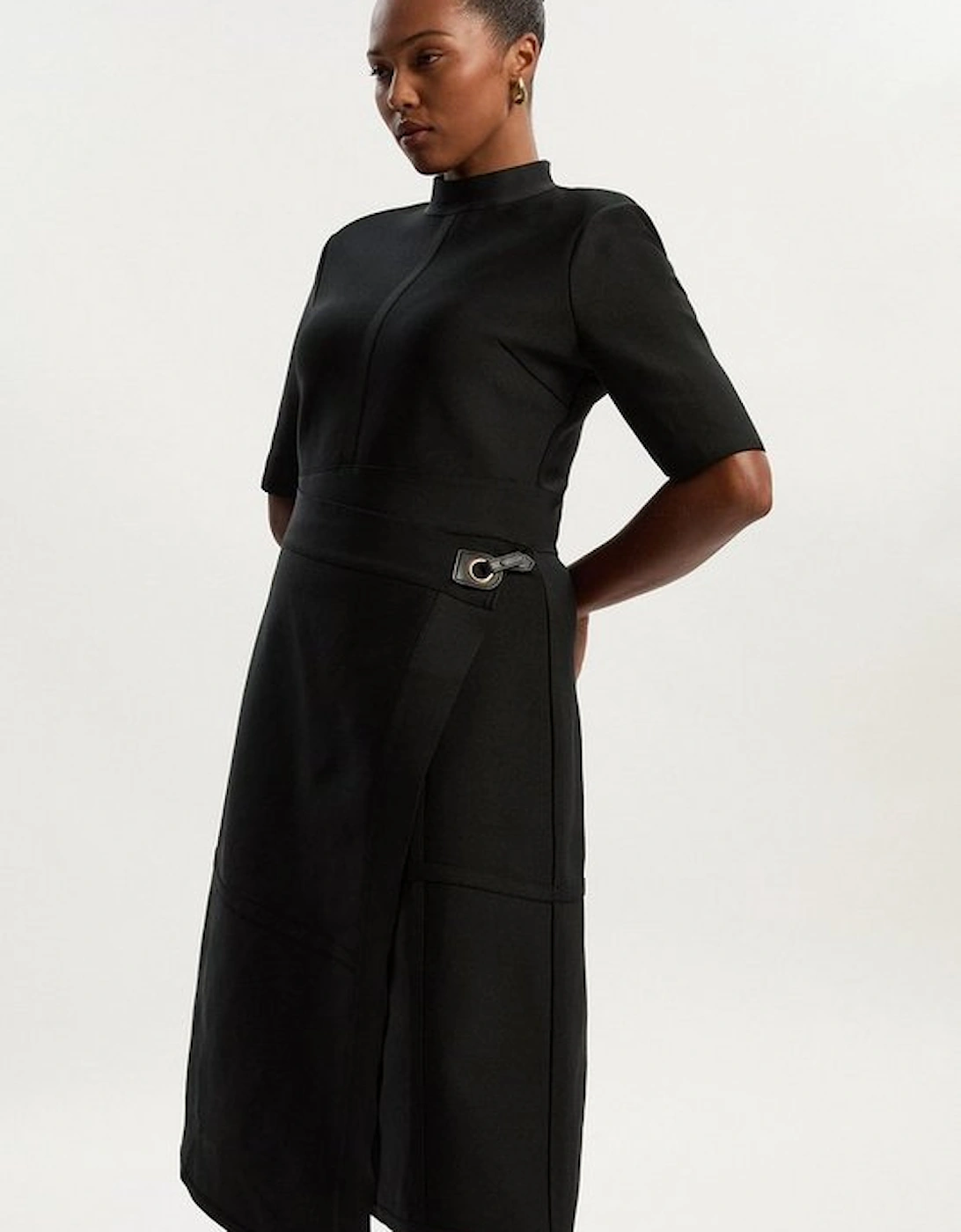 Plus Size Figure Form Bandage Asymmetric Knit Midi Dress, 5 of 4