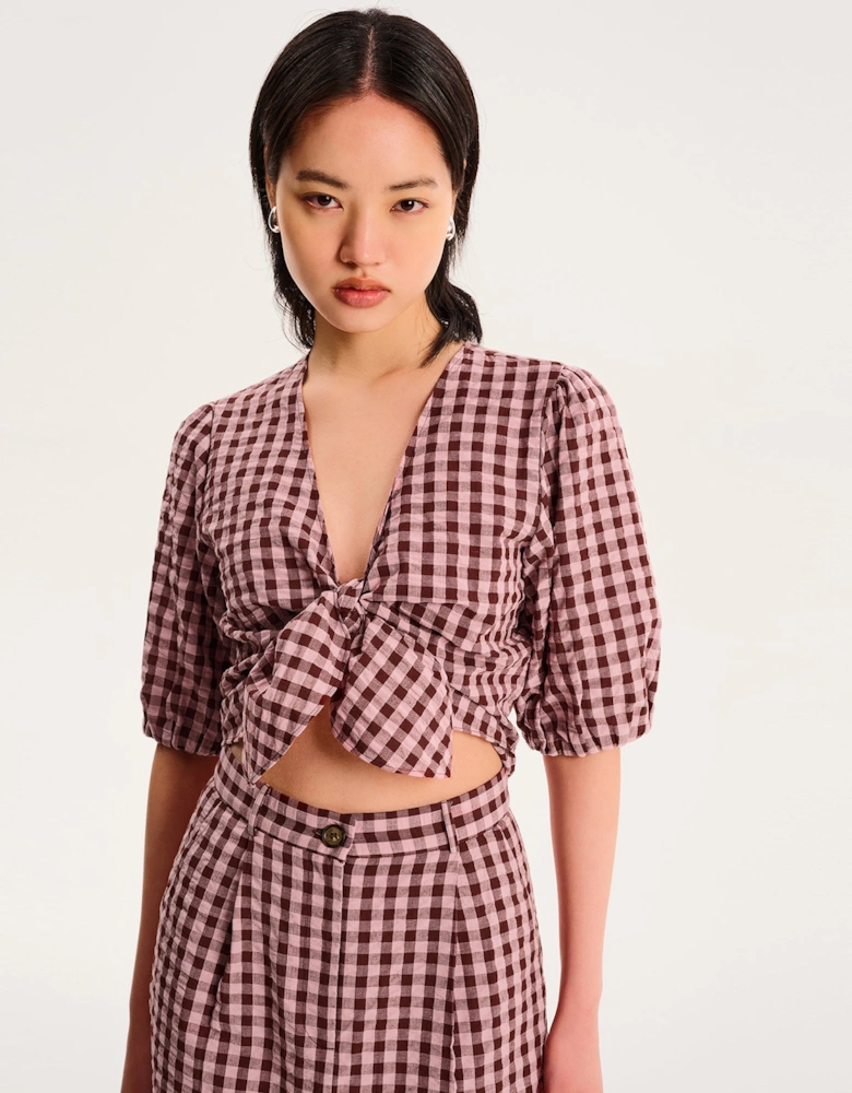 Olive Gingham Skirt in Pink