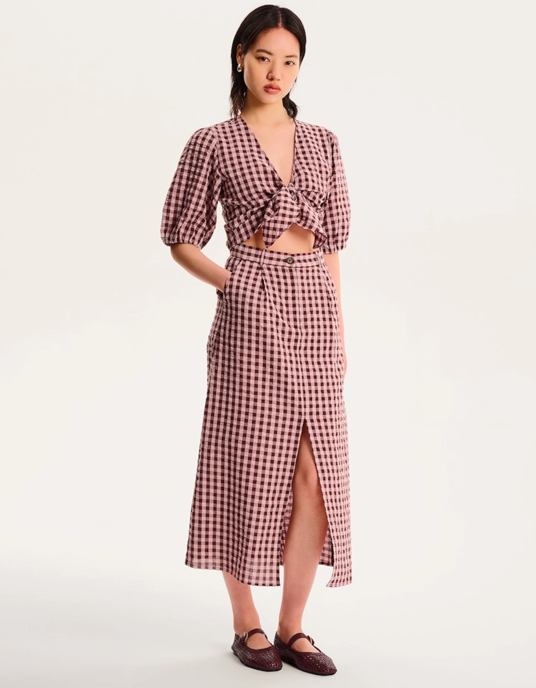 Olive Gingham Skirt in Pink
