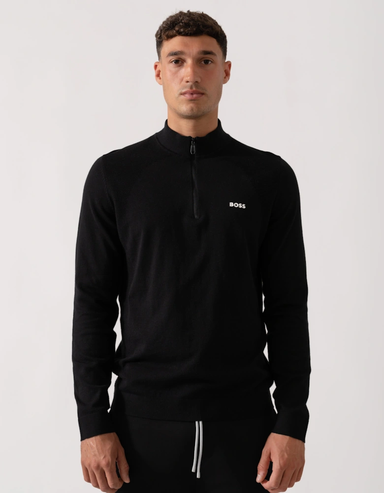 BOSS Green Momentum-Lite Mens 1/4 Zip Jumper - Black 001