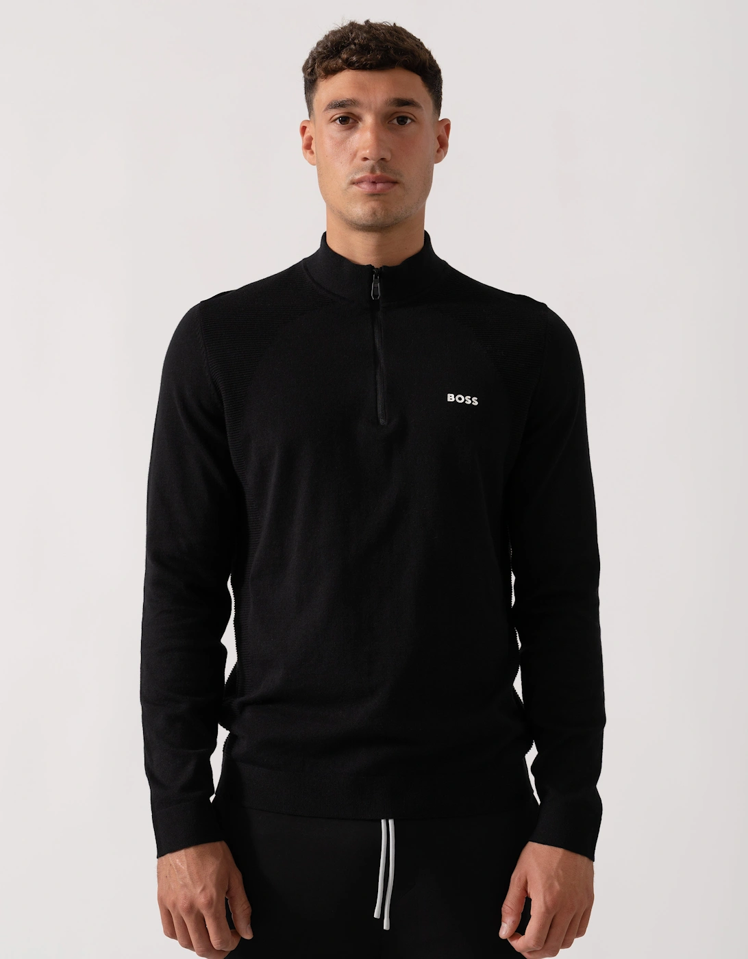 BOSS Green Momentum-Lite Mens 1/4 Zip Jumper - Black 001, 2 of 1