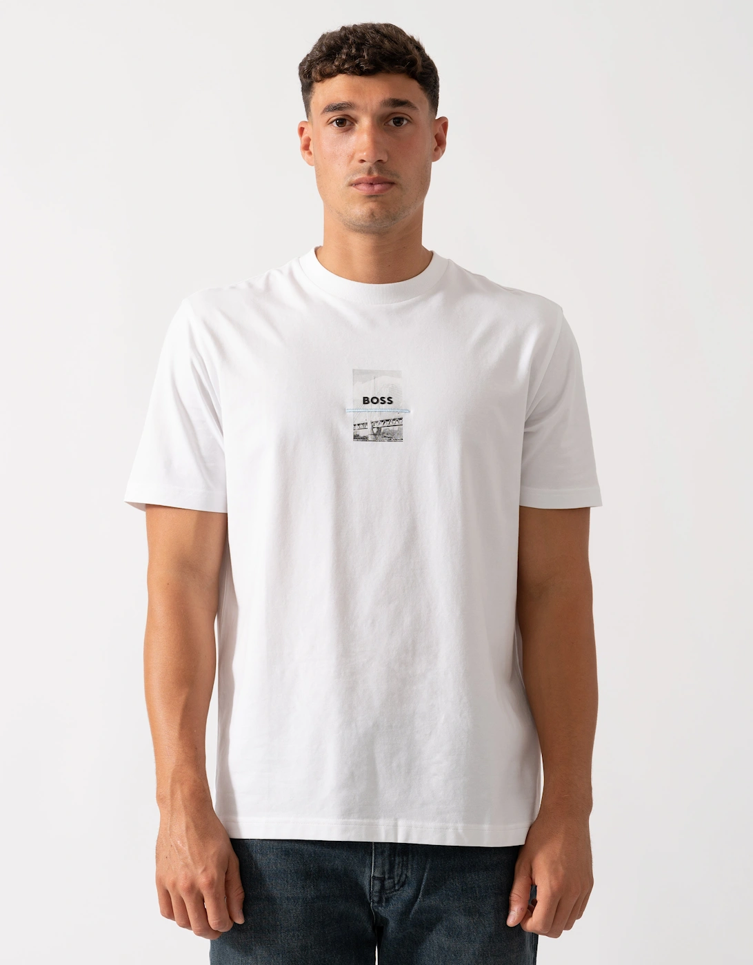 BOSS Green Tee Photoprint Mens T-Shirt - White 100, 2 of 1