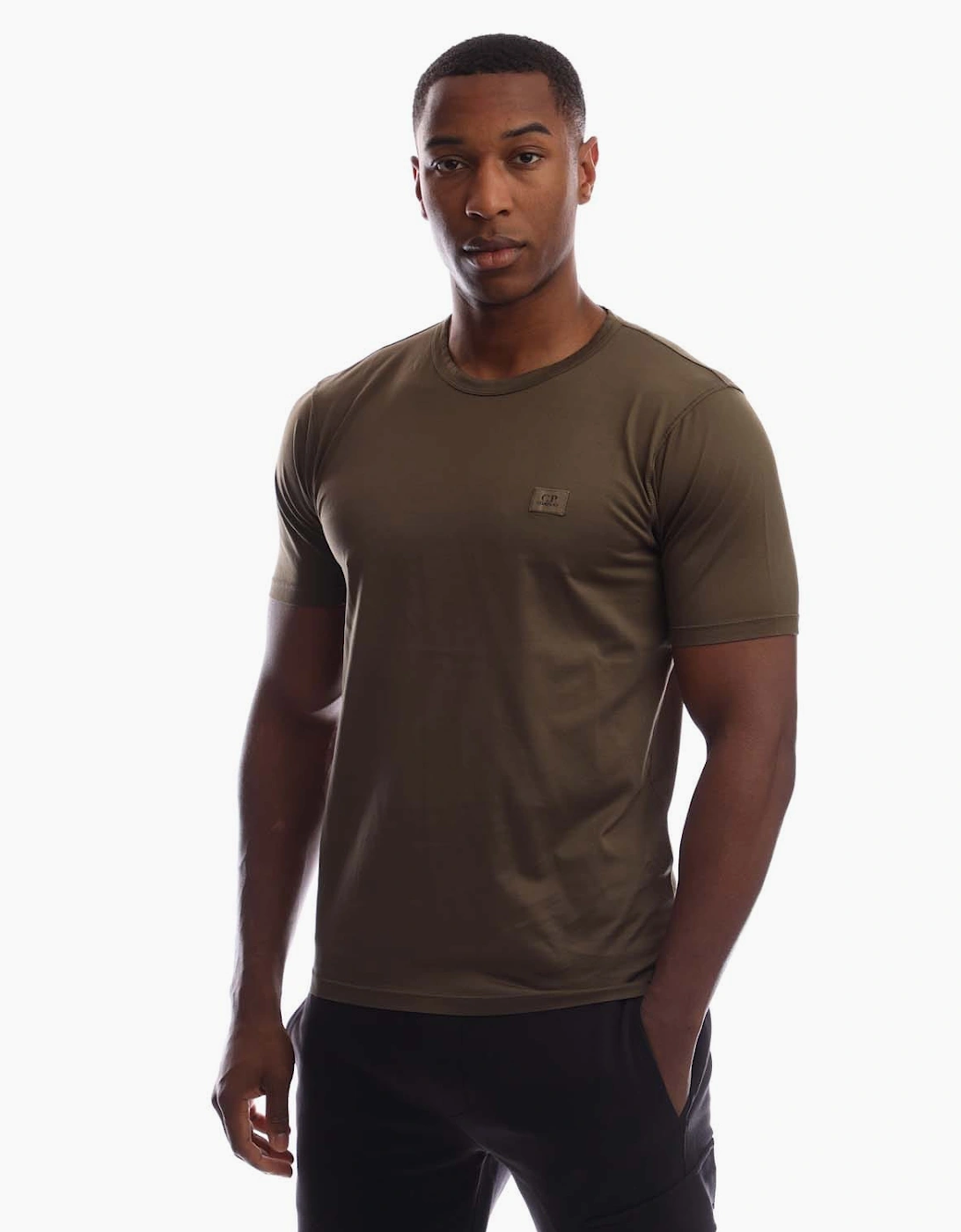 Cp Company Men's Green 70/2 Mercerized Jersey Logo Patch T-Shirt - : 40 L