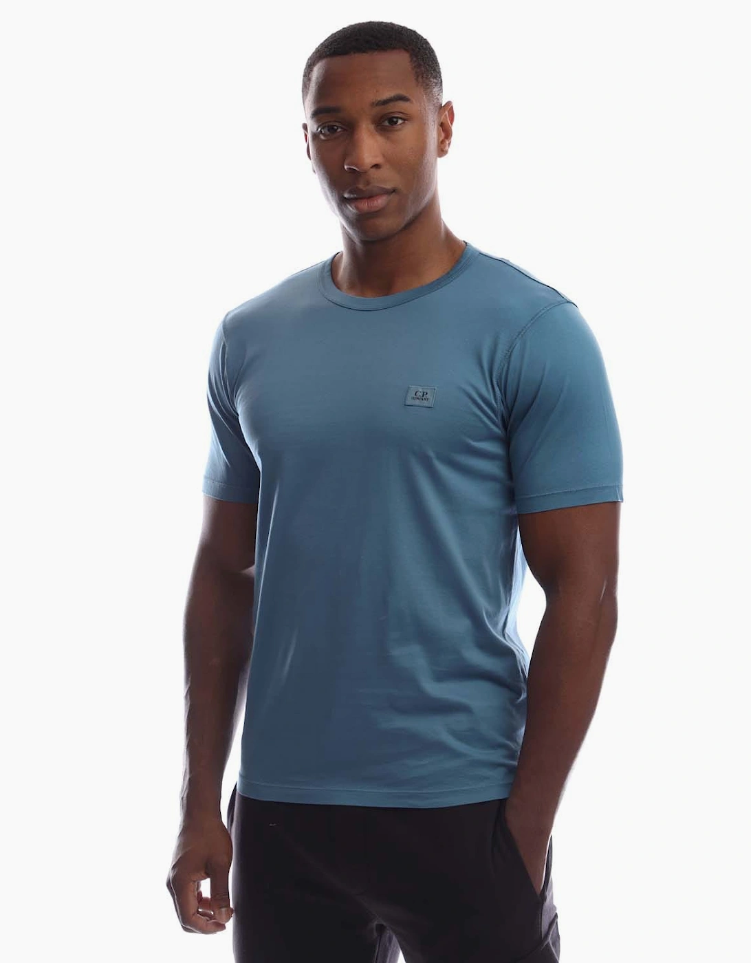 Cp Company Men's Blue 70/2 Mercerized Jersey Logo Patch T-Shirt - : 44 2XL