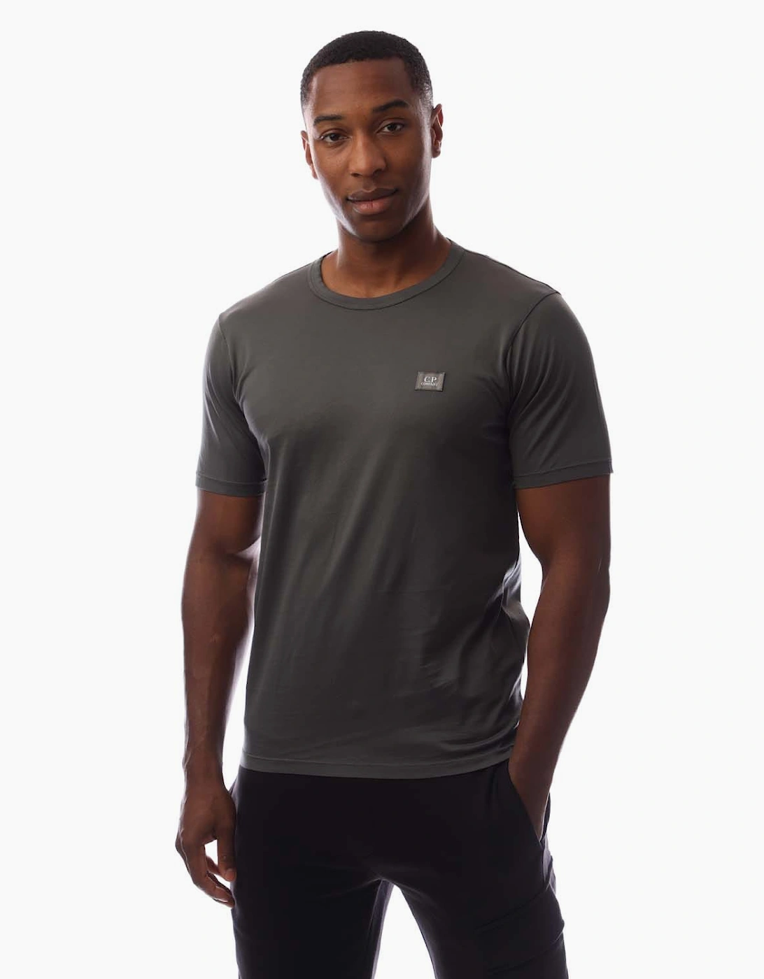 Cp Company Men's Grey 70/2 Mercerized Jersey Logo Patch T-Shirt - : 38 M