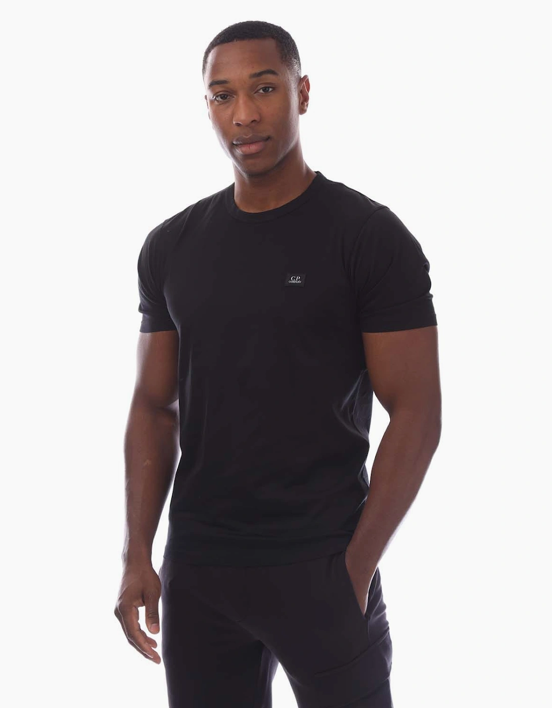 Cp Company Men's Black 70/2 Mercerized Jersey Logo Patch T-Shirt - : 38 M