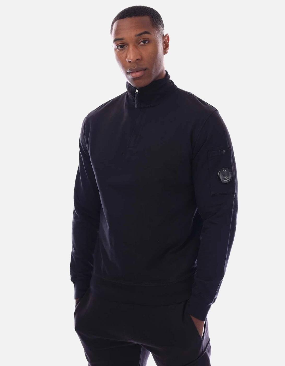 CP Company Men's Light Fleece Half-Zip Sweatshirt - Black - Size: 40
