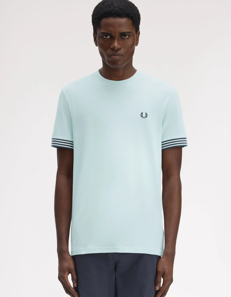 M7707 Striped Cuff T-Shirt - Light Ice