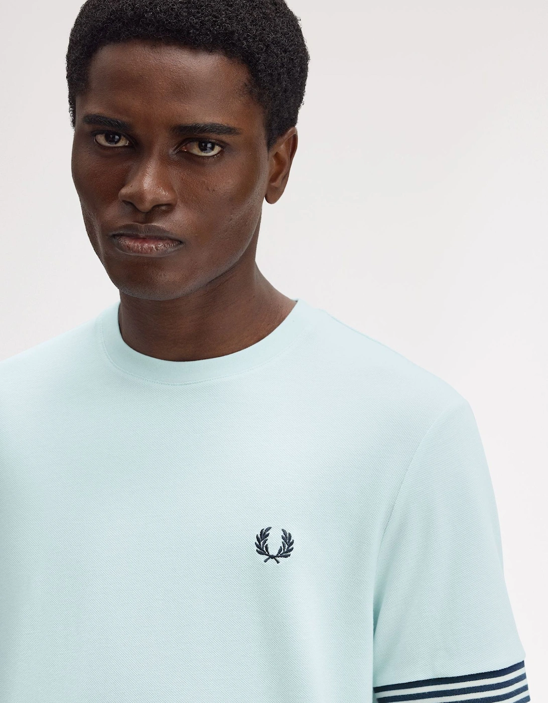 M7707 Striped Cuff T-Shirt - Light Ice