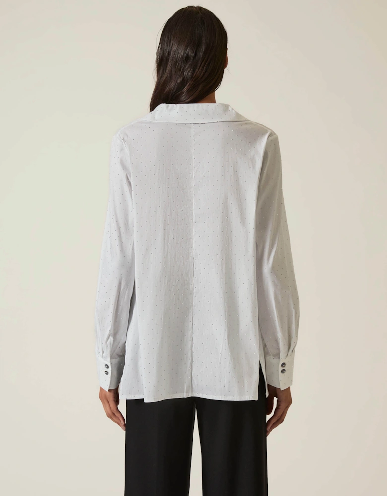 Embellished White Cotton Shirt