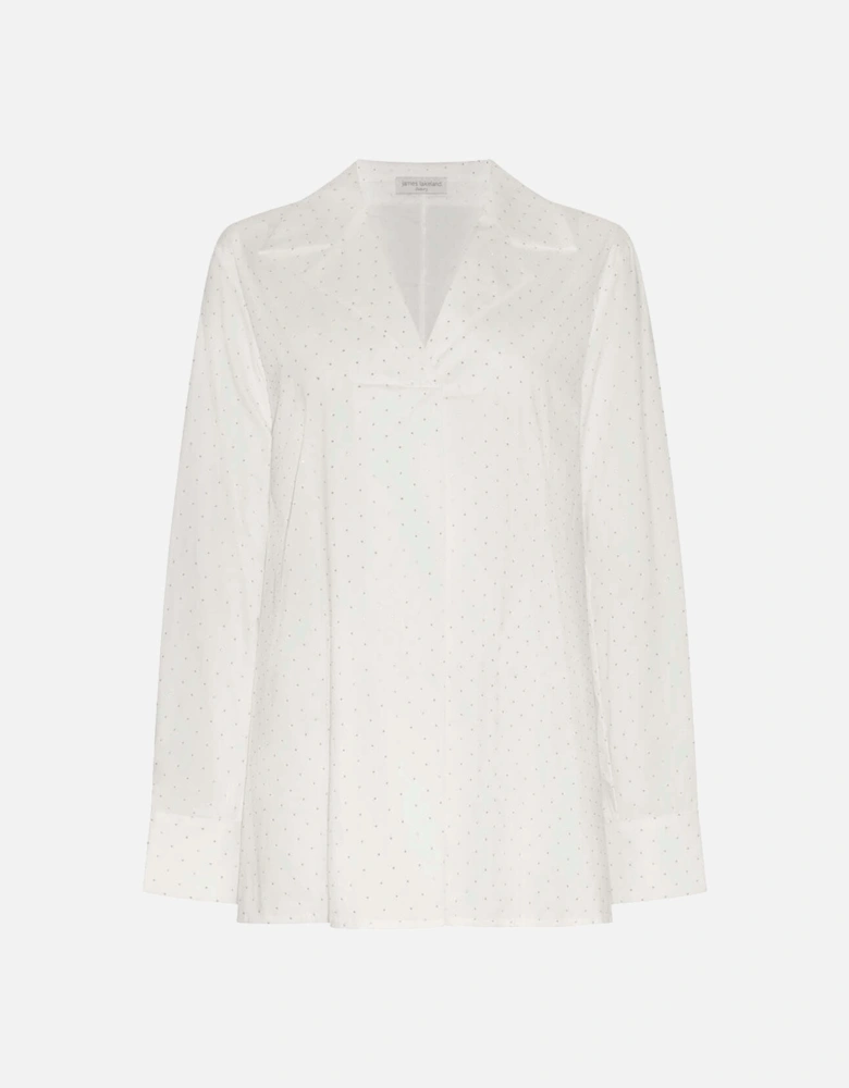 Embellished White Cotton Shirt