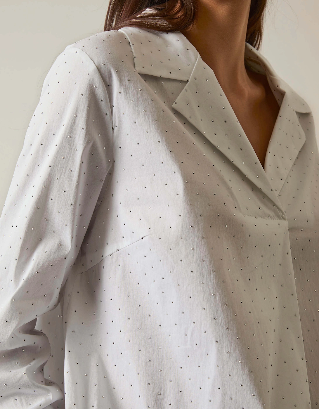 Embellished White Cotton Shirt