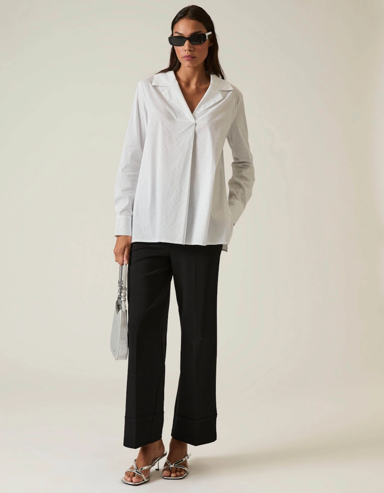 Embellished White Cotton Shirt