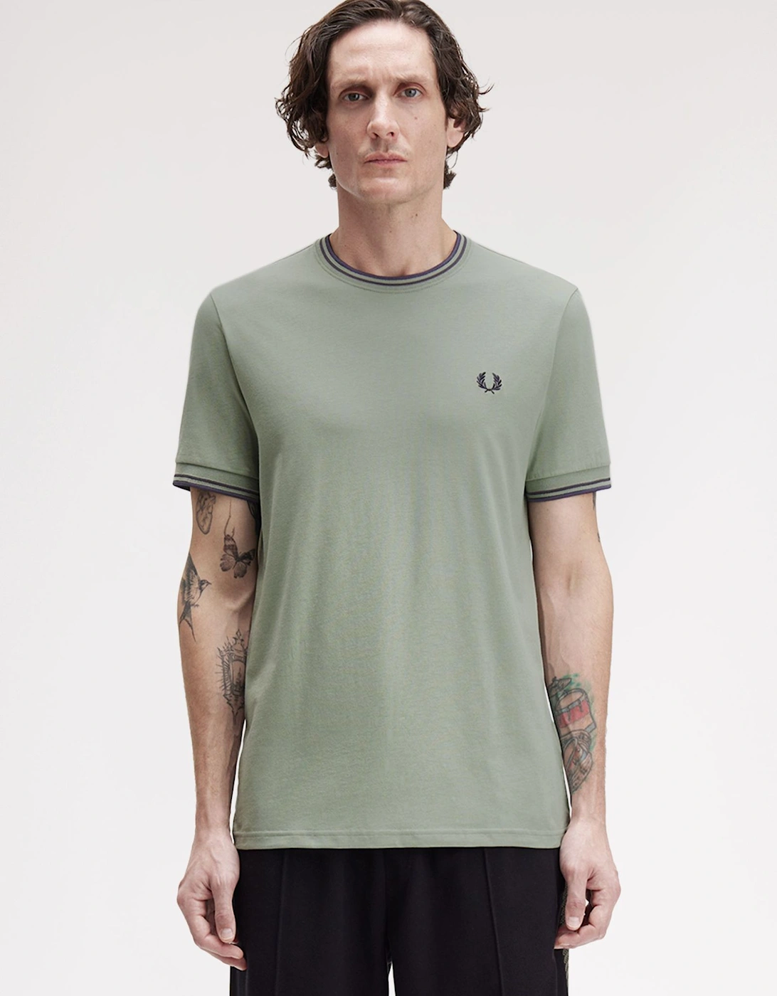 M1588V Twin Tipped T-Shirt - Bay Leaf/Dark Air Force/Tennis Blue